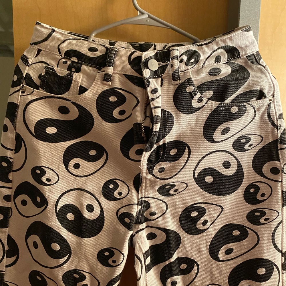 yin-yang print boyfriend jeans
